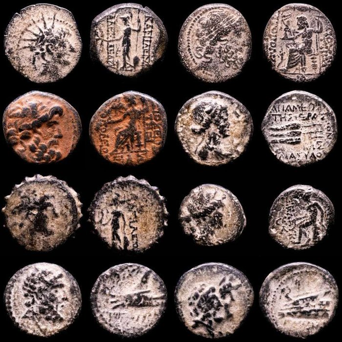 Seleukidernes rige 312-63 fKr Lot consisting of eight (8) Æ (Unit) coins mint of Antioch Middle East and at the height of its power included central Anatolia the Levant Mesopotamia  (Ingen mindstepris)