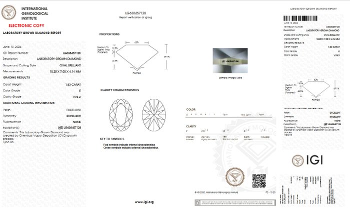 Ingen mindstepris - Ring - 14 karat Gulguld -  2.03ct. tw. Diamant (Laboratoriedyrket) - Diamant - E VVS2 IGI-certificeret