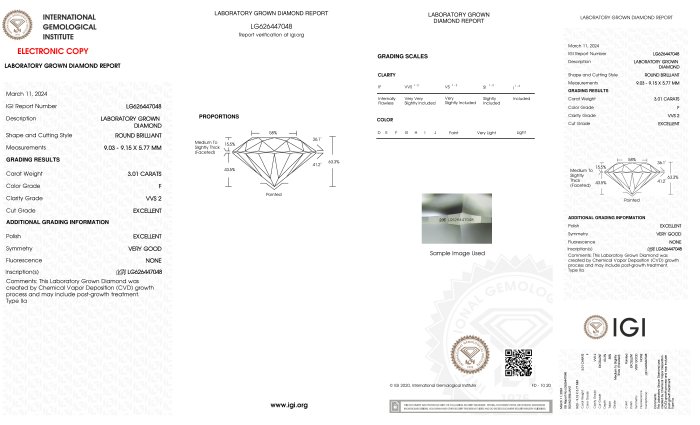 Ingen mindstepris - Ring - 18 kraat Hvidguld -  3.01ct. tw. Diamant (Laboratoriedyrket) - Runde F-VVS2