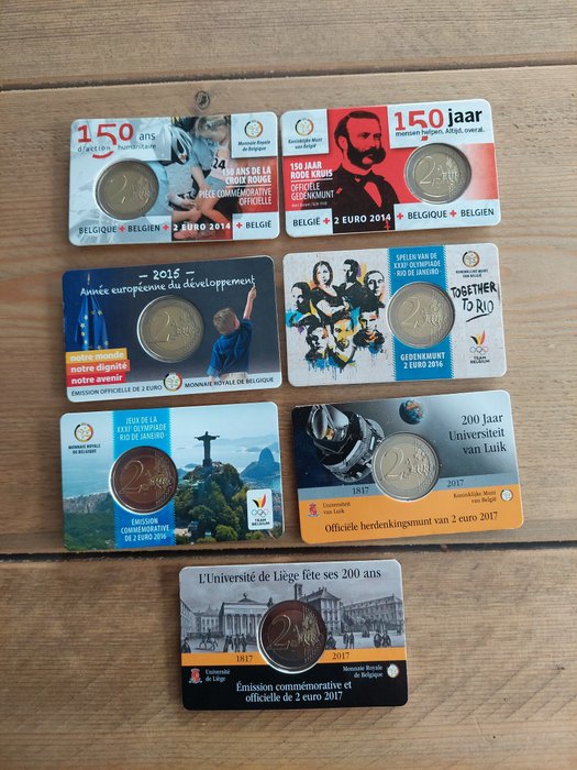 Belgien 2 Euro 2014/2015 (7 stuks)  (Ingen mindstepris)