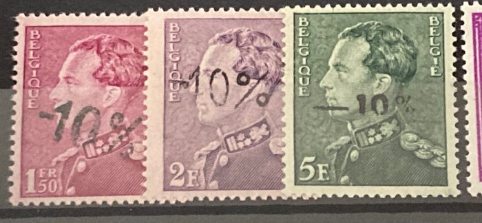 Belgien 1946 - Komplet serie af "-10%" overtryk - 'Van Acker Issue' - alle 61 frimærker, inklusive Gellingen - OBP/COB 724A/24Q + 724R/24T + 724X/24W + 724a/24vv