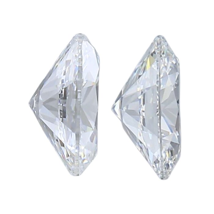 2 pcs Diamant  (Natur)  - 061 ct - Oval - E F - VVS1 - Gemological Institute of America (GIA)