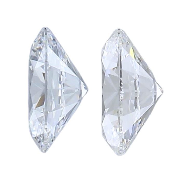 2 pcs Diamant  (Natur)  - 061 ct - Oval - E F - VVS1 - Gemological Institute of America (GIA)