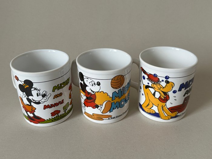 Mickey Mouse, Minnie Mouse, Pluto Kopper, drikkeglas, glaskander - Walt Disney Productions