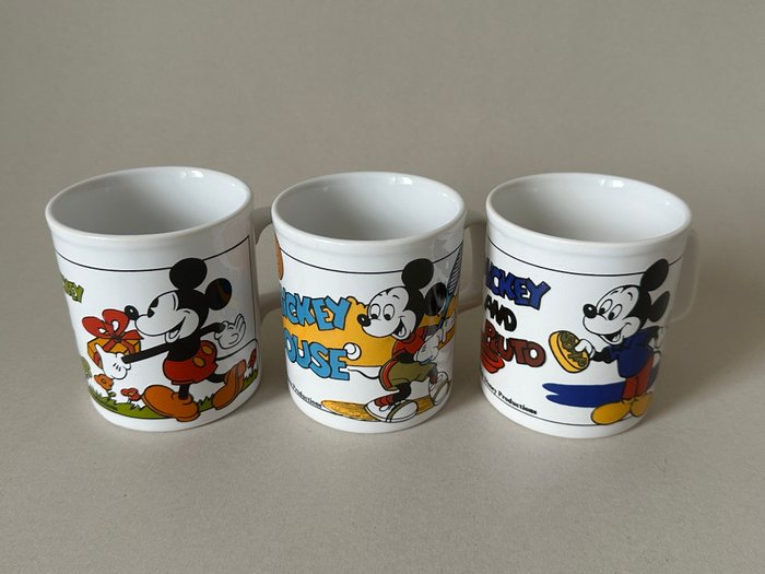 Mickey Mouse, Minnie Mouse, Pluto Kopper, drikkeglas, glaskander - Walt Disney Productions