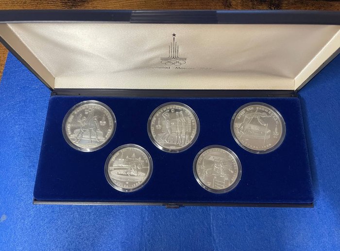 Rusland, Sovjetunionen (USSR) 1980 5 Coin Silver Moscow Olympic Set  (Ingen mindstepris)