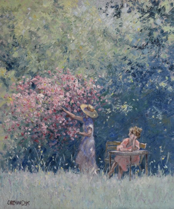 Chris van Dijk  (1952) Impressionist - " La Grâce du printemps"