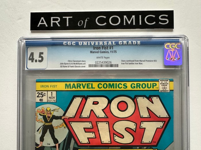 Iron Fist #1 - Story Continued From Marvel Premiere #25 - CGC Graded 4.5 - Mid Grade!!! - White Pages! - 1 Graded comic - Første udgave - 1975