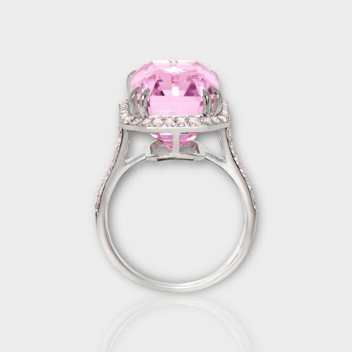 Ingen mindstepris - Ring - 14 karat Hvidguld -  16.35ct. tw. Kunzit - Diamant - IGI 15,75 ct Pink