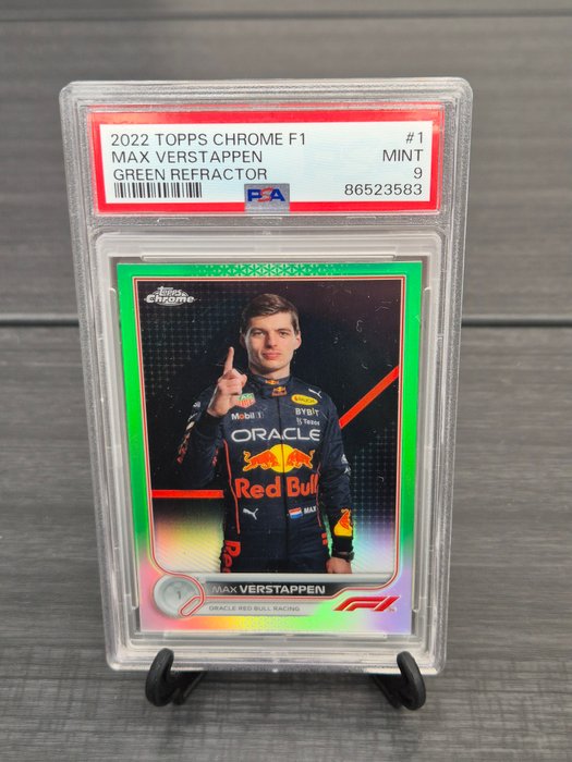 2022 Topps Chrome F1 Max Verstappen #1 Green Refractor /99 - Portrait PSA 9 Graded card