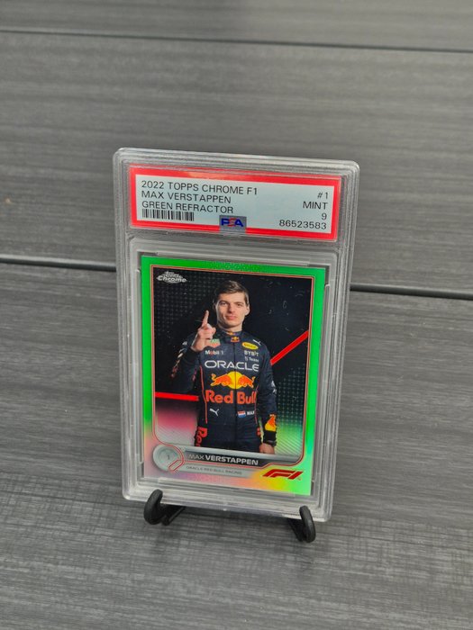 2022 Topps Chrome F1 Max Verstappen #1 Green Refractor /99 - Portrait PSA 9 Graded card