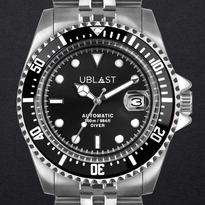 Ublast - Diver 30 ATM - UB3D4411BK - Ingen mindstepris - Jubilee Straps - Mænd - Ny