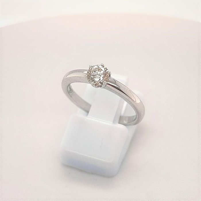 Ring - 0,41 Ct GIA Solitaire Hvidguld Diamant (Natur)