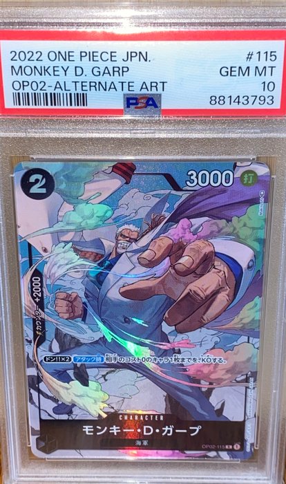 Bandai - 1 Graded card - One Piece 2022 JPN - OP02 - Monkey D. Garp - Alternate Art - PSA 10