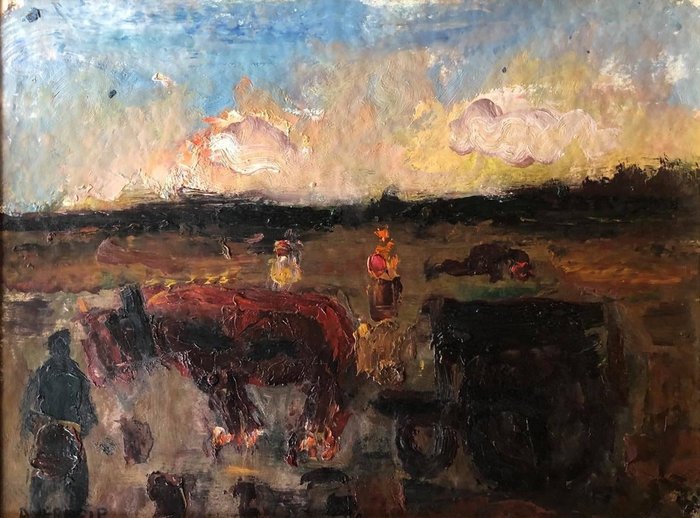 Alfons Vermeir (1905-1994) - Boer met paard en kar