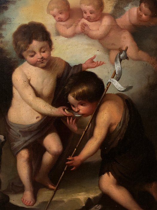 École Espagnole (XIX) - Les Saints Enfants découvrent le Baptême (D'après Murillo)