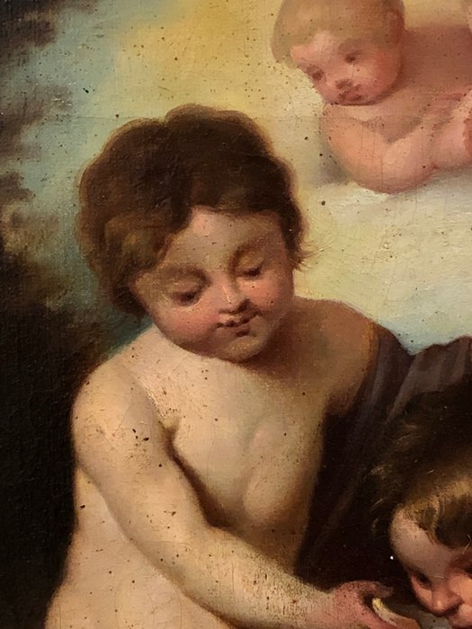 École Espagnole (XIX) - Les Saints Enfants découvrent le Baptême (D'après Murillo)