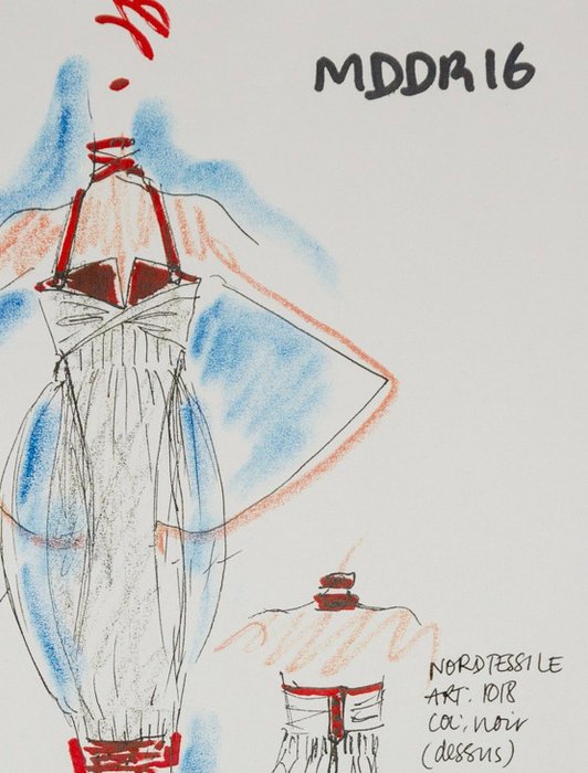 Karl Lagerfeld (1938-2019) - Evening dress with red end