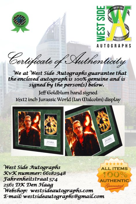 Jurassic World Dominion - Jeff Goldblum (Ian Malcolm) Premium Framed, signed + COA