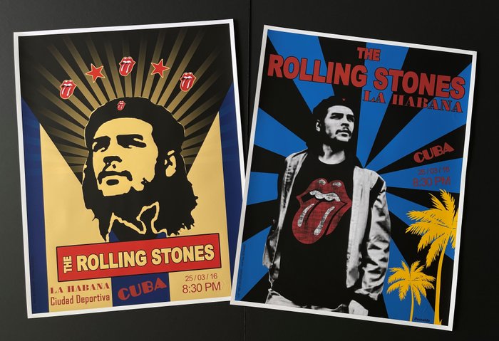 Reinaldo Chacón (1955). - (X 2 Poster ) Rolling Stones, América Latina Olé Tour, 2016, La Habana Cuba Ché Guevara. Muy RAROS ! - 2010‹erne