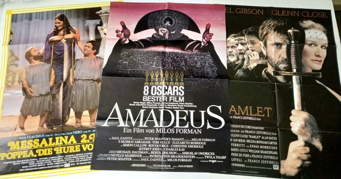 Mel Gibson - Filmposters Duitstalig - Amadeus 1984 - Messalina 1982 - Hamlet 1990