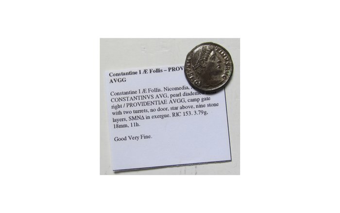 Romarriket Constantine I (AD 306-337) Follis Nicomedia mint 4th officina 328-329 AD - mintmark SMNΔ - Ex CNG 2011