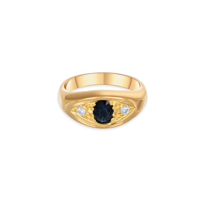 Ring - 18 kraat Gulguld -  058ct tw Safir - Diamant