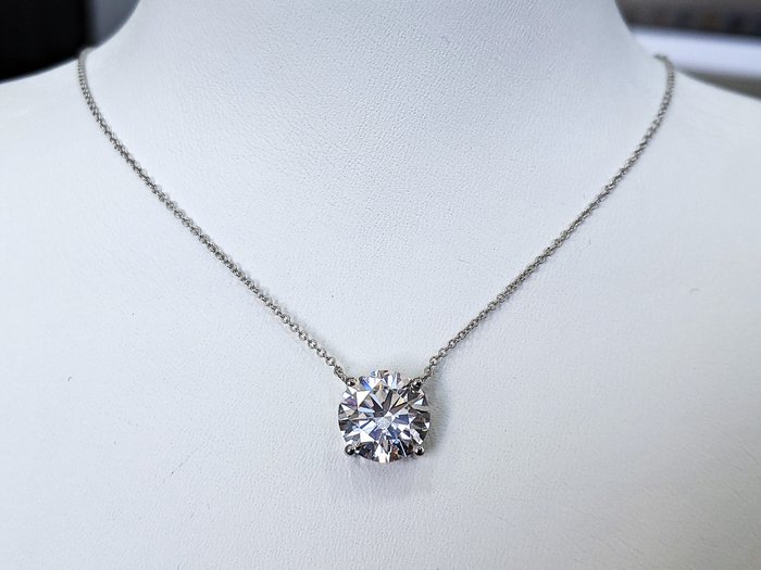 Ingen mindstepris - Halskæde med vedhæng - 14 karat Hvidguld -  4.00ct. tw. Diamant (Laboratoriedyrket) - F VS1 IGI Certificeret