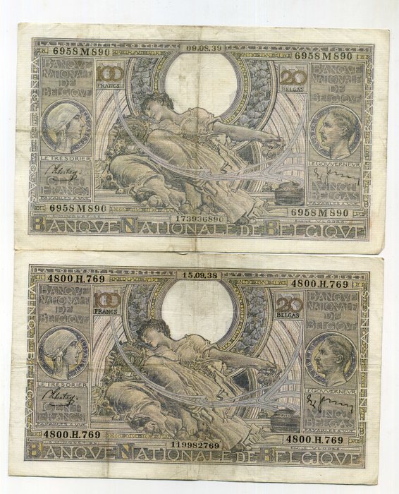 Belgien. - 100 x 100 Francs - various dates - Pick 107 and 112  (Ingen mindstepris)