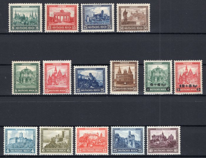 Tyske Kejserrige 1930/1932 - Nødhjælp "Bygninger" komplet **/MNH