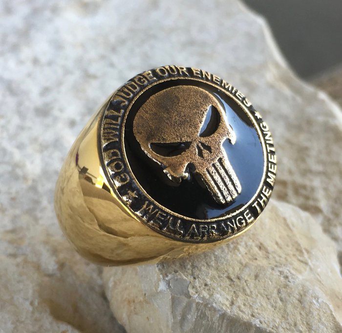 Unik Punisher Skull Ring 24kt forgyldt - Ring