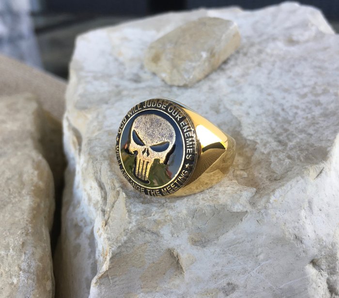 Unik Punisher Skull Ring 24kt forgyldt - Ring