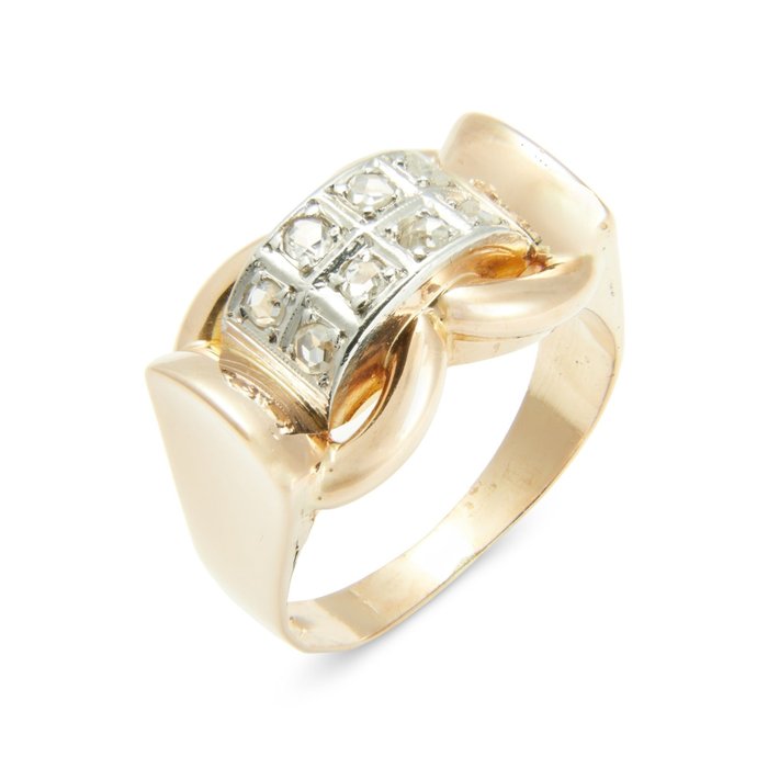 18 kraat Guld, Hvidguld, Pink guld, Tofarvet - Ring - 0.30 ct Diamant - Diamanter