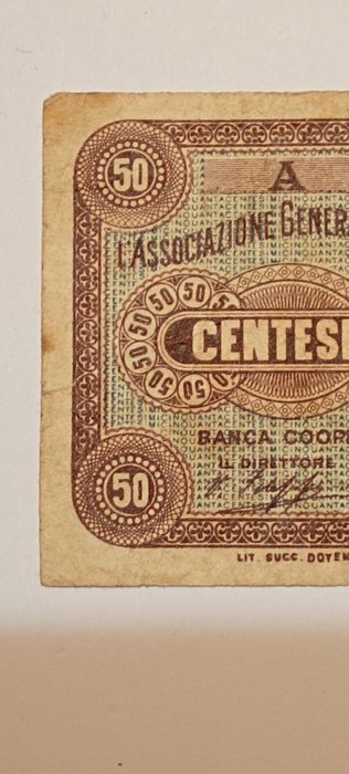 Italien. - 50 centesimi di Lira 1893 Torino Associazione Generale Degli Operai - Gav. Boa. 06.0367.1