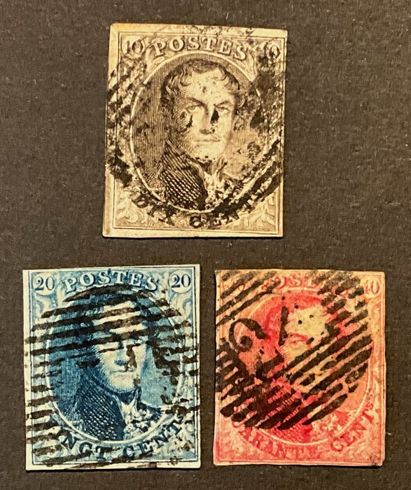 Belgien 1849/1861 - Leopold I - Epauletter + Medaljoner - Komplet sæt stemplet - OBP 1/12