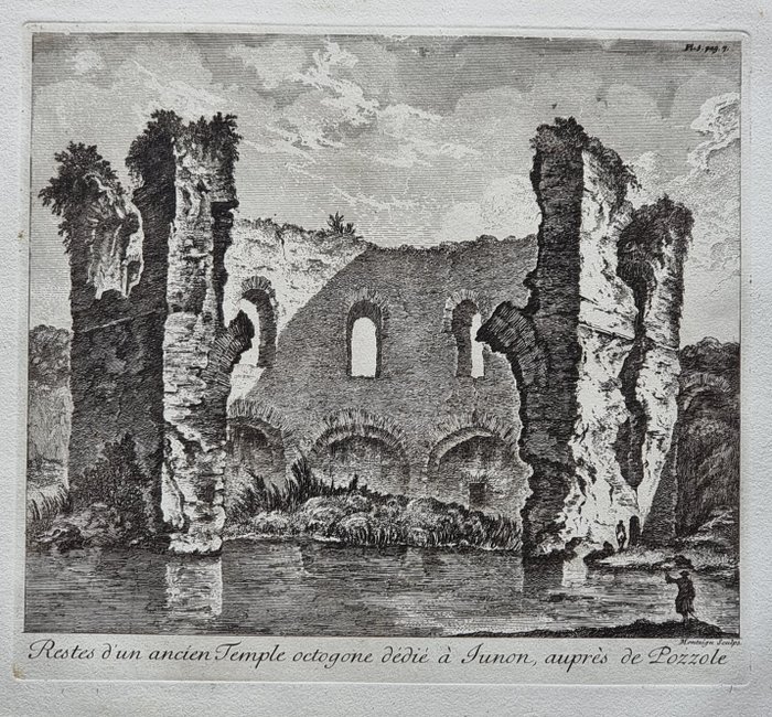 Jean Barbault (1718-1762/6) - Domenico Montagu (fl. 1750-1767) - Restes d'un ancien Temple octogone dédié à Junon, auprès de Pozzole - Pozzuoli