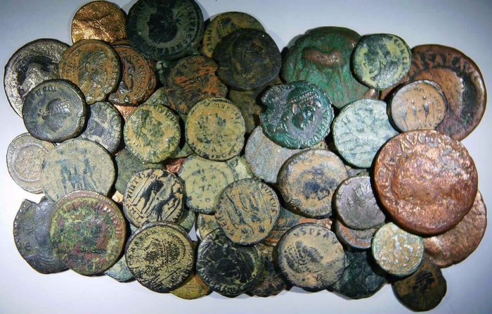 Romarriket. Lot of 56 Æ coins 1st century BC - 4th century AD  (Ingen mindstepris)