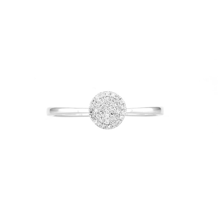 Ingen mindstepris - Ring - 14 karat Hvidguld -  0.08ct. tw. Diamant (Natur)