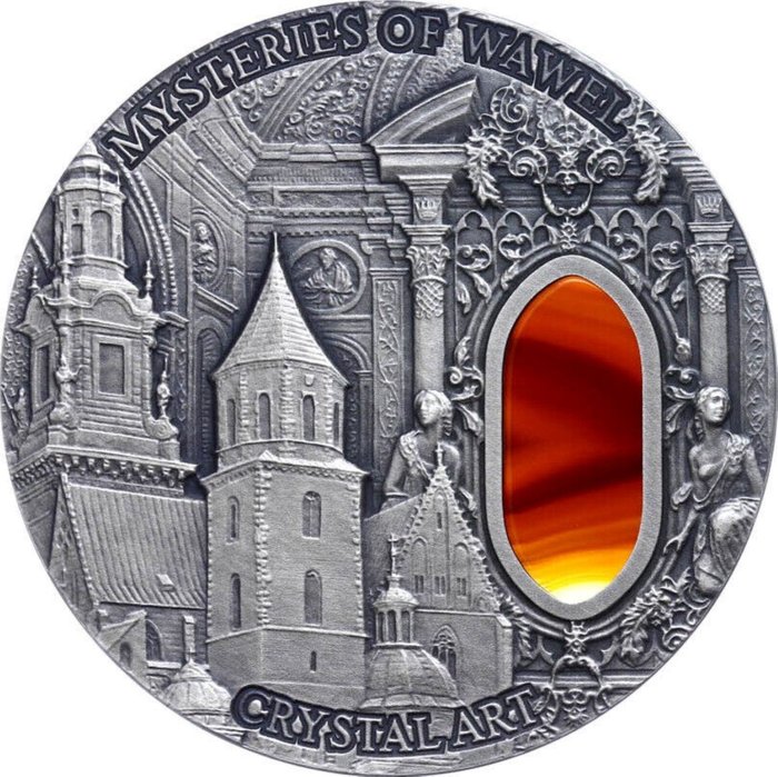 Niue. 2 Dollars 2013 "Mysteries of Wawel" - with Agate crystal, 2 Oz (.999)