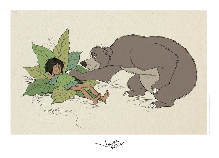 Jaume Esteve - Baloo Sheltering a Sleepy Mowgli [The Jungle Book]