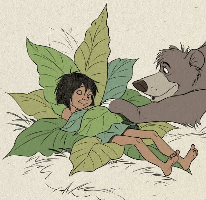 Jaume Esteve - Baloo Sheltering a Sleepy Mowgli [The Jungle Book]