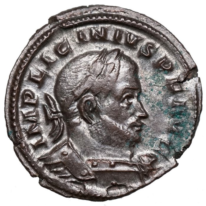 Romarriket Licinius I (AD 308-324) Follis Trier GENIUS mit Füllhorn  (Ingen mindstepris)