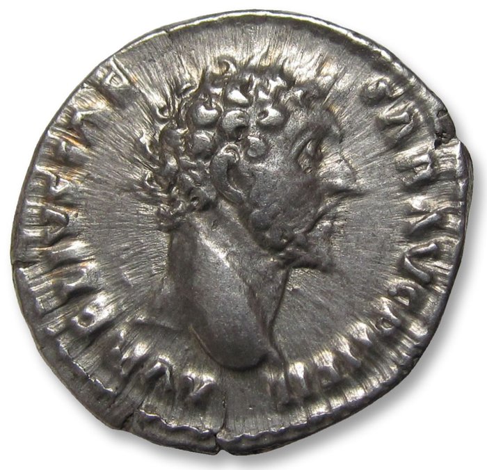 Romarriket. Marcus Aurelius as Caesar under Antoninus Pius. Denarius Rome mint circa 152-153 A.D. - TR POT VII COS II, Genius standing left -