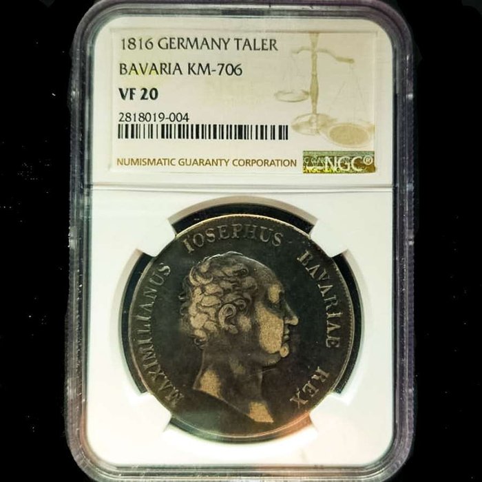 Tyskland. Maximilian IV., as King Maximilian I (1806-1825). Thaler (taler) 1816, Múnich  (Ingen mindstepris)