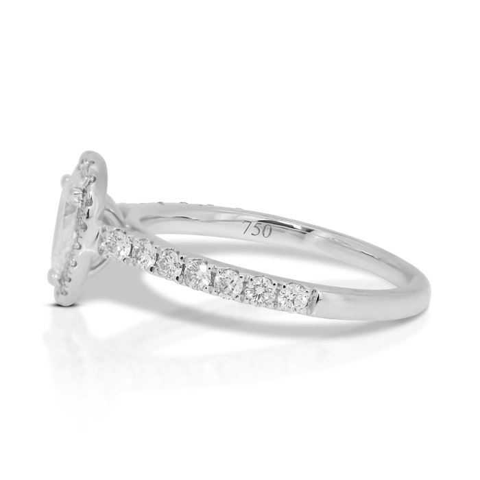 Ring - 18 kraat Hvidguld -  071ct tw Diamant (Natur)  - Diamant