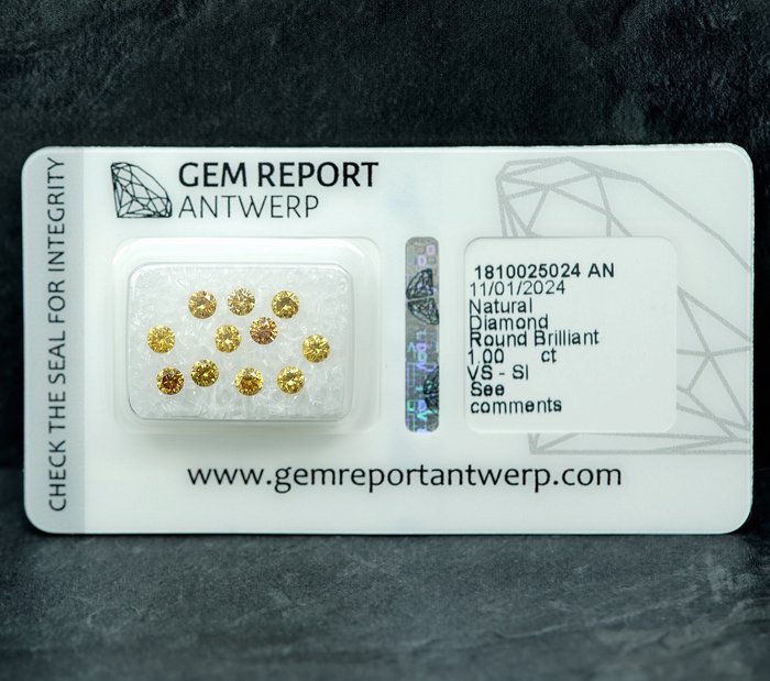 11 pcs Diamant  (Natur)  - 1.00 ct - SI1, VS1 - Gem Report Antwerp (GRA)