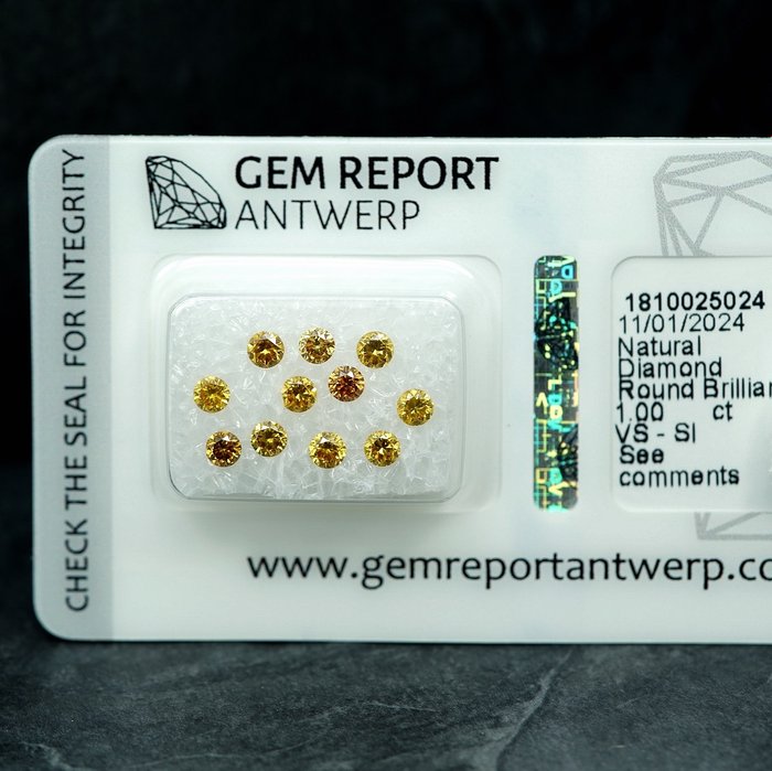 11 pcs Diamant  (Natur)  - 1.00 ct - SI1, VS1 - Gem Report Antwerp (GRA)