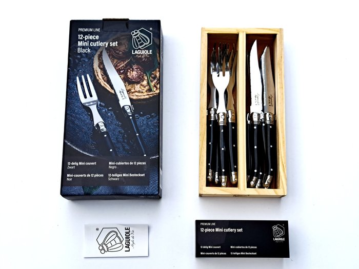 Laguiole - 12 pieces Cutlery set - 6x forks  6x knives - style de - Bordknive sæt (12) - Rustfrit stål