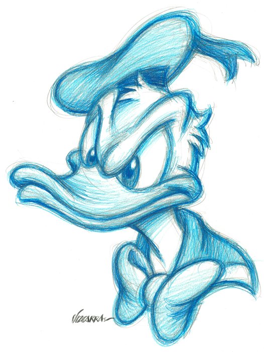 Joan Vizcarra - Donald Duck Portrait - Original Pencil Drawing - Hand Signed