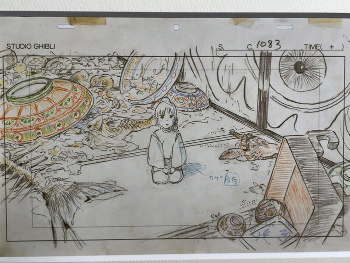 Hayao Miyazaki - 2 "Spirited Away" 千と千尋の神隠し Indrammede print af layouts - Studio Ghibli - 2008